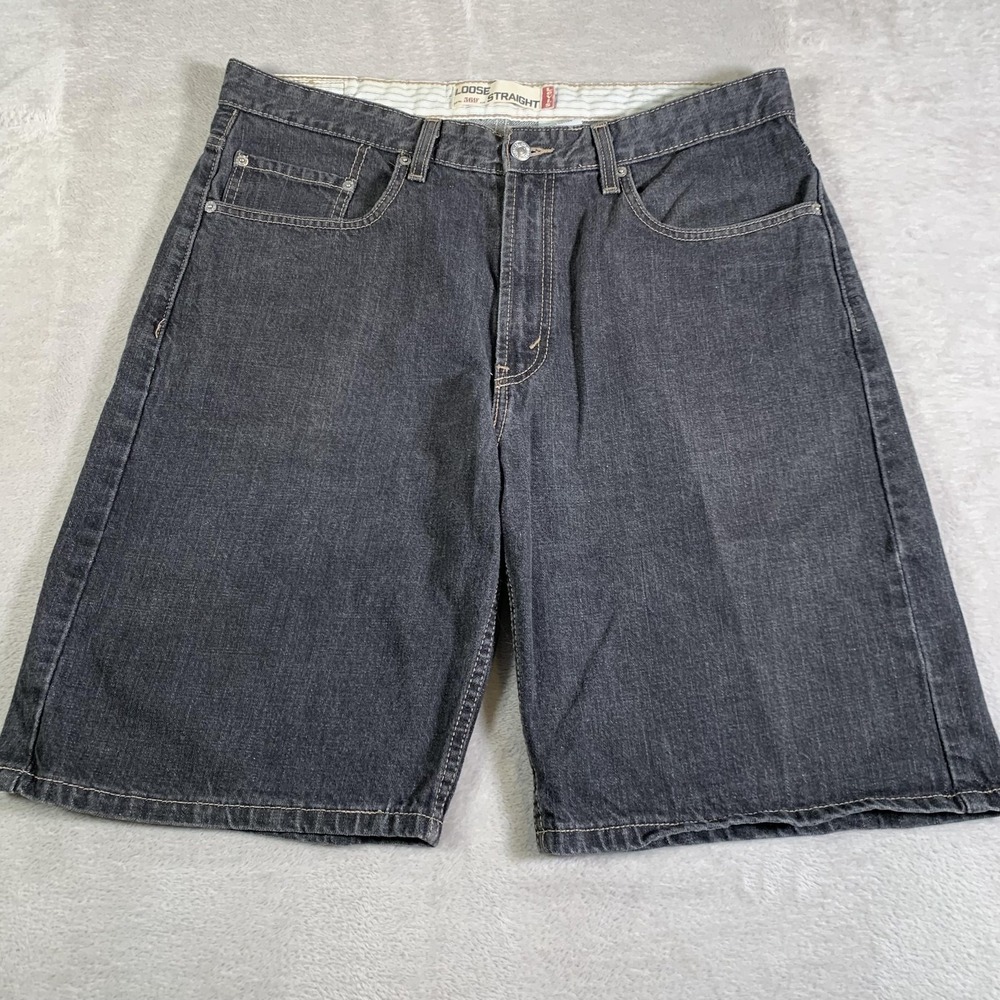 VTG Levis 569 Shorts Mens 34 Gray Loose Straight Denim Long Jorts 5 Pocket Baggy